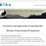 Tai Chi classes start again at the Community Hall - Monday 14th and Sunday 20th September
