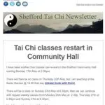 Tai Chi classes restart in the Community Hall